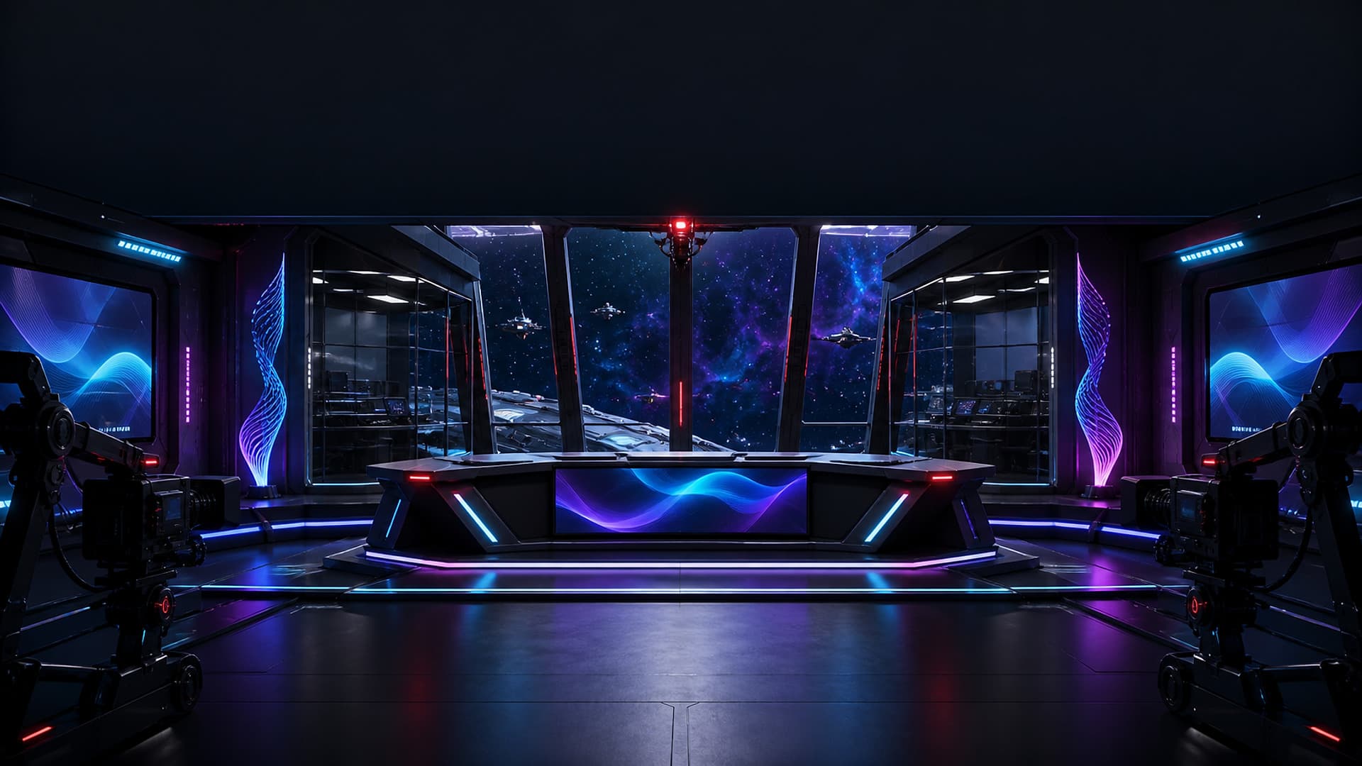 Built-in interstellar broadcast studio virtual set